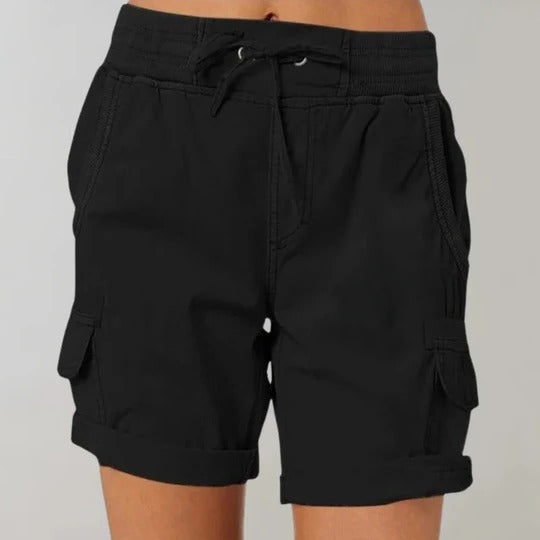 Women's high waisted shorts flattering summer cut breathable lightweight fabric casual semi-formal style