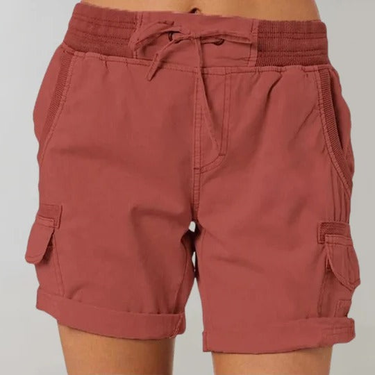 Women's high-waisted shorts flattering fit lightweight breathable fabric summer casual style