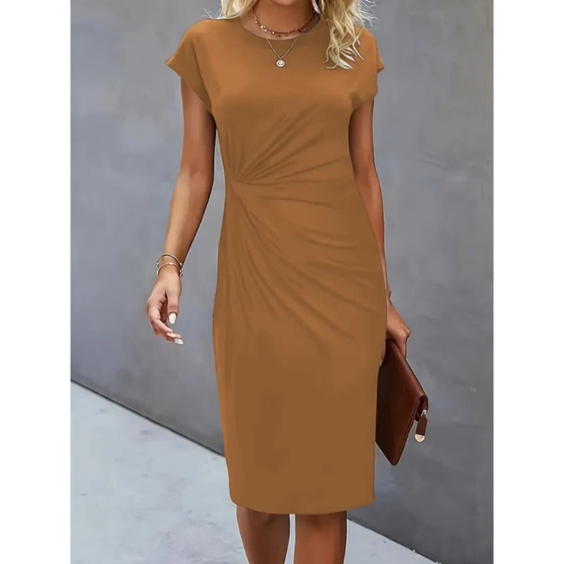 Women's midi dress tailored silhouette knee-length versatile office-to-evening professional style