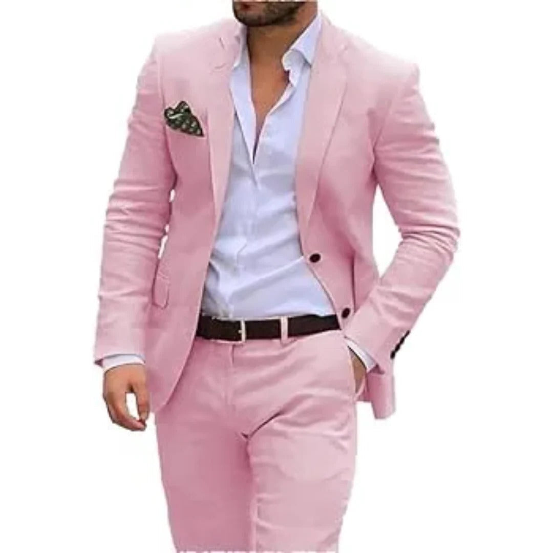 Men's lightweight two-piece summer suit breathable jacket and trousers for warm-weather formal events