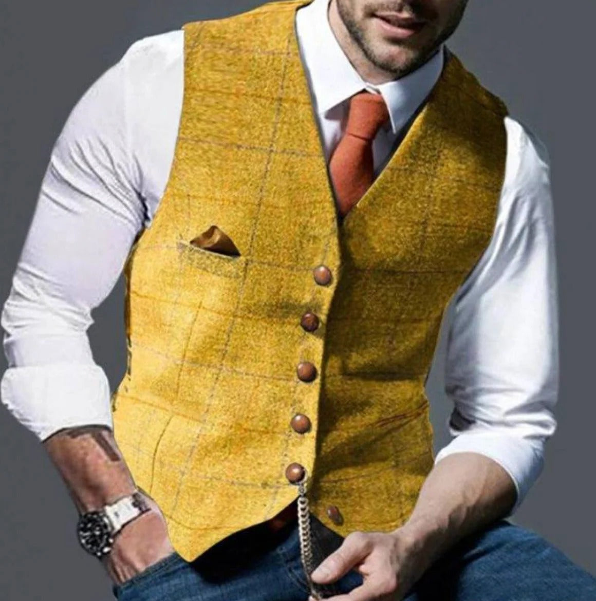 Men's vintage notched collar vest structured regular fit formal casual layering timeless classic