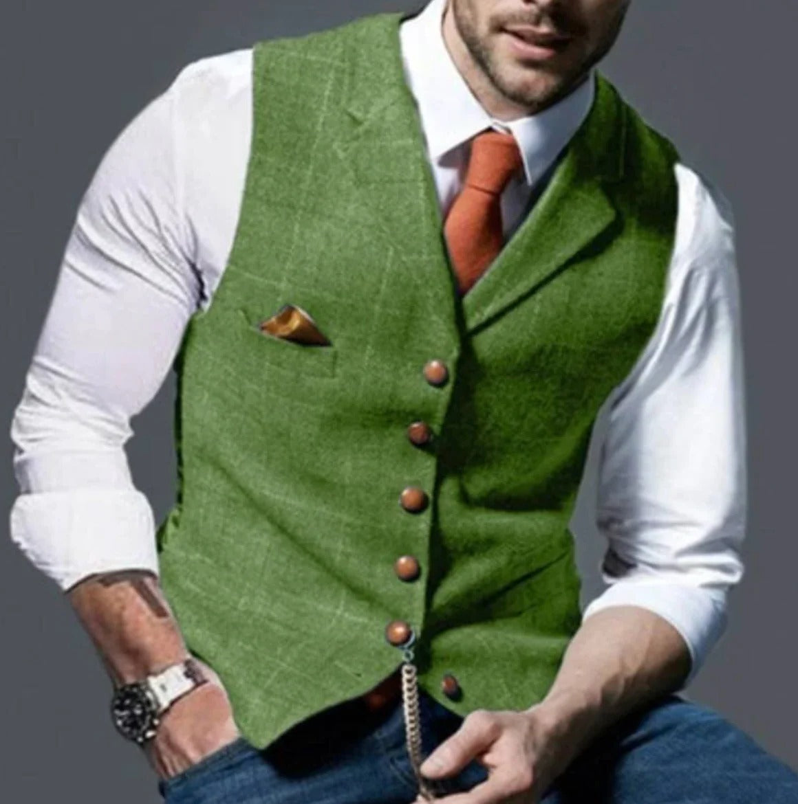 Men's vintage notched collar vest structured regular fit timeless formal casual layering essential
