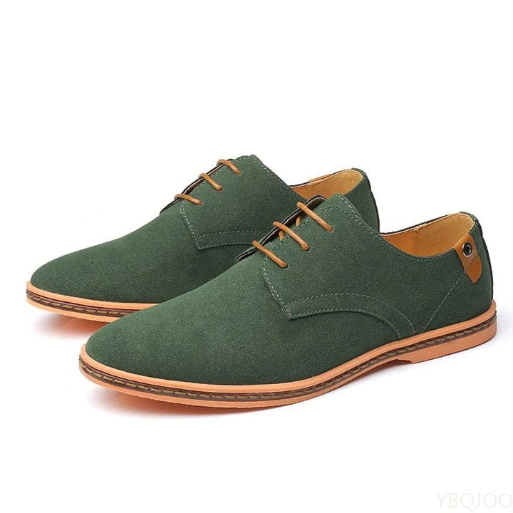 Men's brown leather derby shoes cushioned sole breathable upper structured support all-day comfort