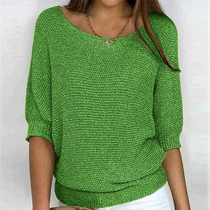 Women's loose fit textured knit top relaxed silhouette versatile everyday layering essential