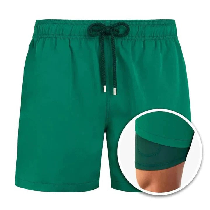 Men's tropical print swim shorts quick-dry mid-length cut with adjustable waistband