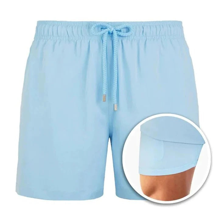 Men's tropical print swim shorts quick-dry mid-length cut with adjustable waistband