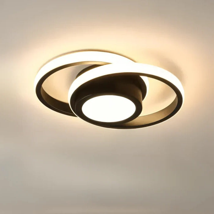 LED ceiling light dual ring minimalist fixture modern interiors even illumination 9.45-inch diameter