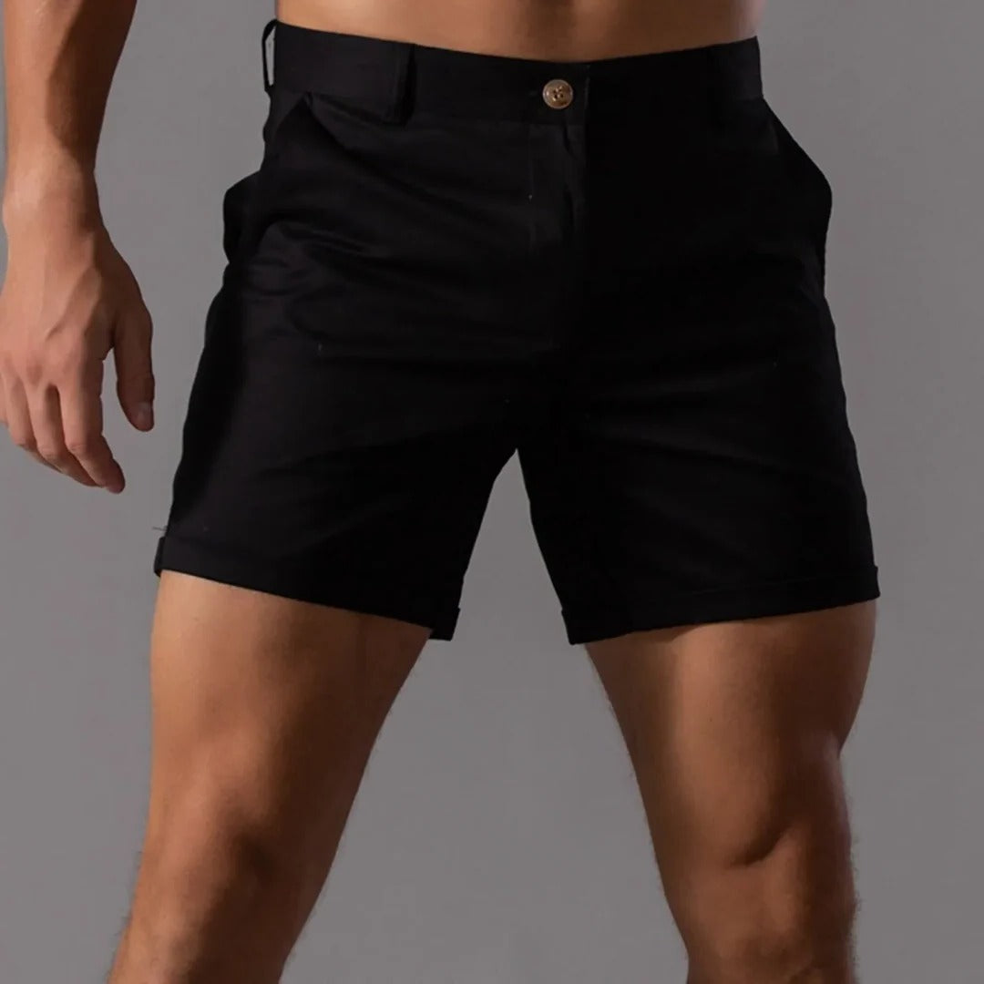 Men's casual straight-cut chino shorts for warm weather everyday wear with clean silhouette