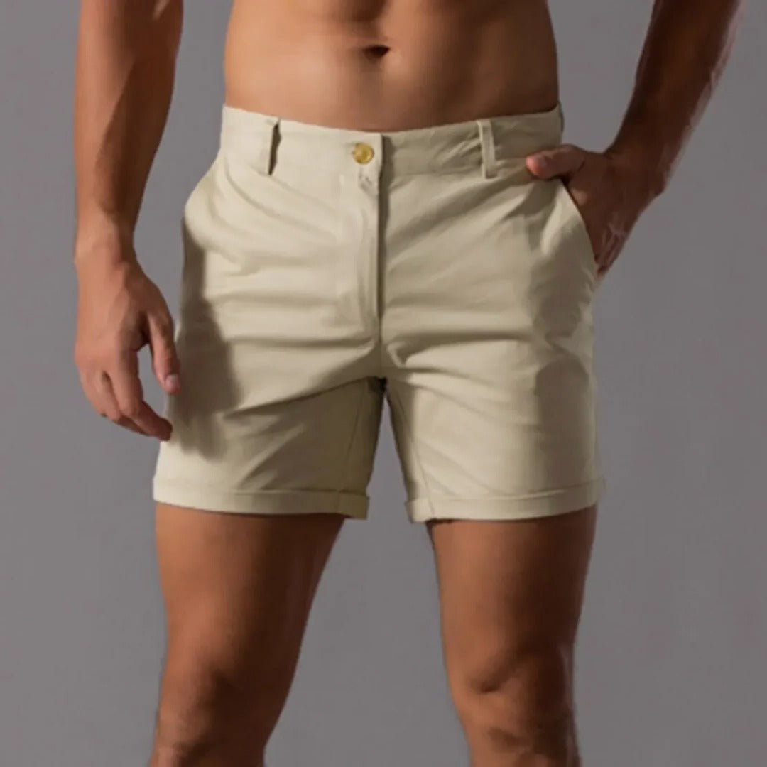 Men's casual chino shorts straight cut warm weather everyday wear with clean silhouette