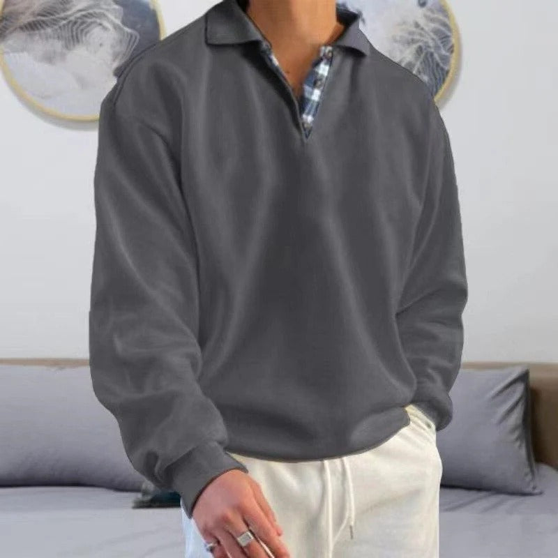 Unisex straight-cut pullover in neutral tones, classic comfort fit with adaptable coverage for all body types
