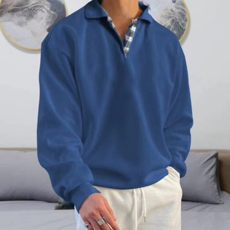 Unisex straight-cut pullover in neutral tone, classic fit with adaptable coverage for all body types
