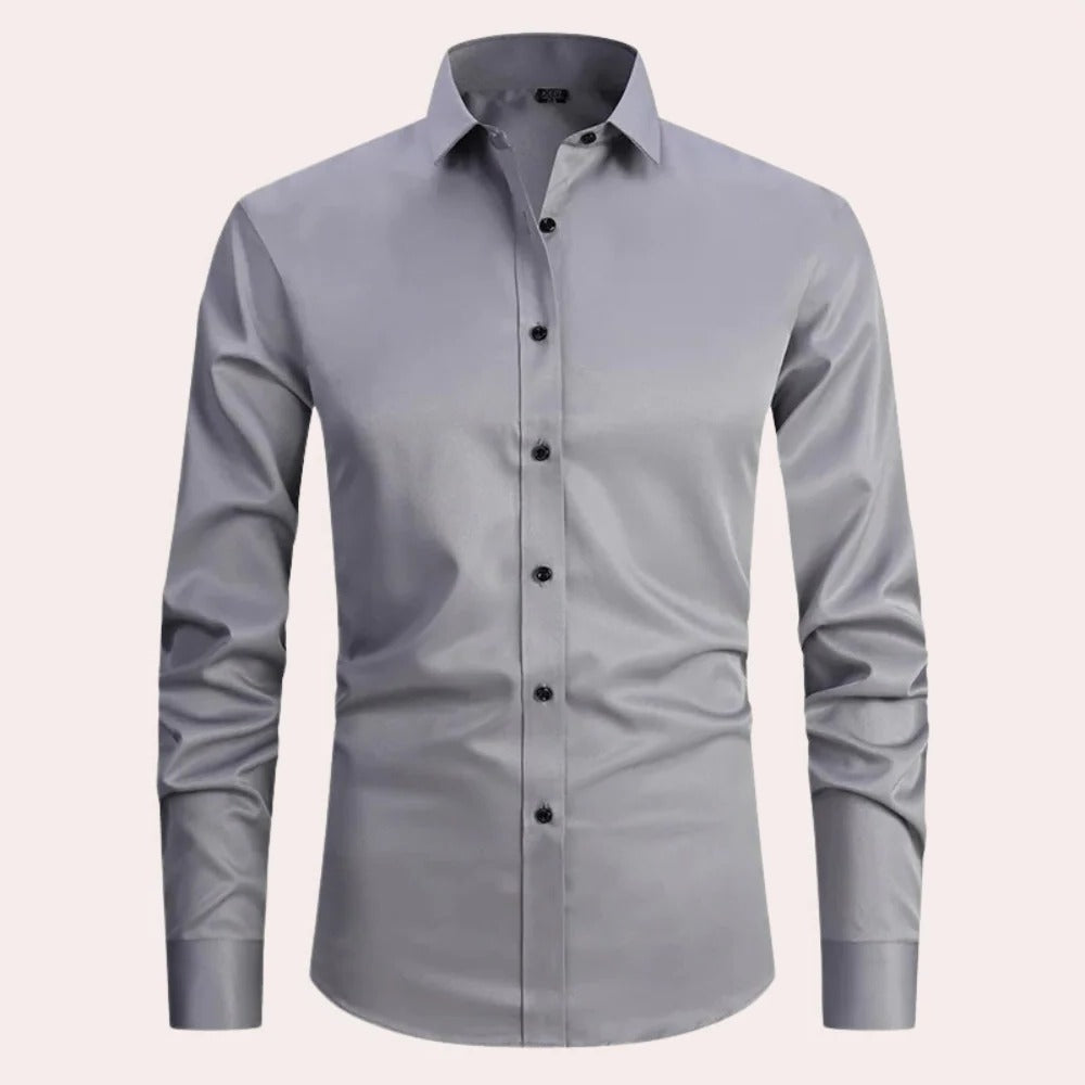 Men's white wrinkle-resistant stretch dress shirt modern fit tailored silhouette for professionals