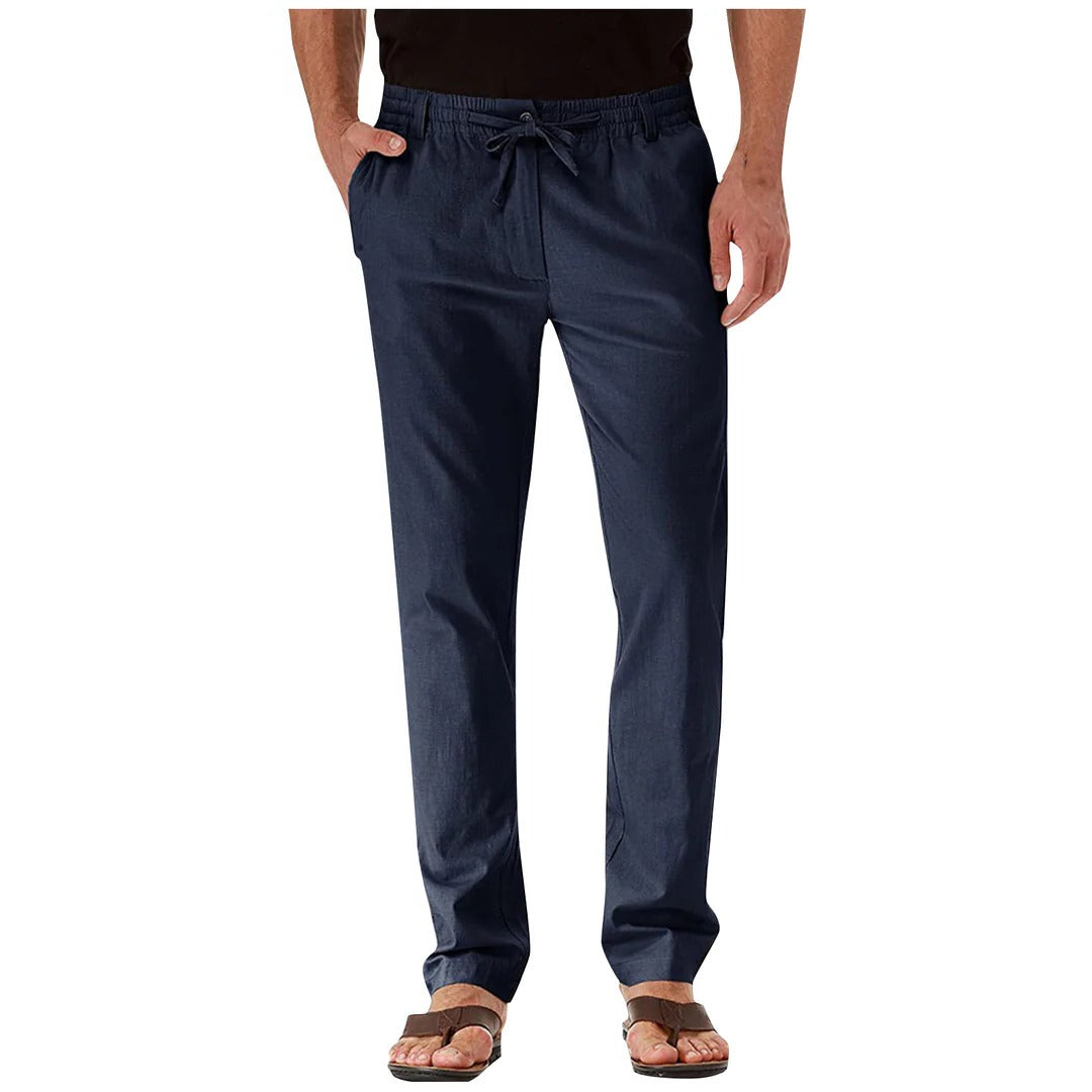 Neutral straight-cut relaxed fit casual pants with adjustable waistband unisex everyday wear