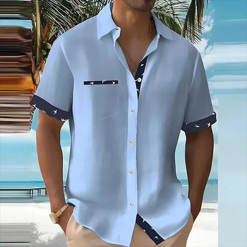 Unisex lightweight breathable short sleeve summer shirt standard fit front button closure