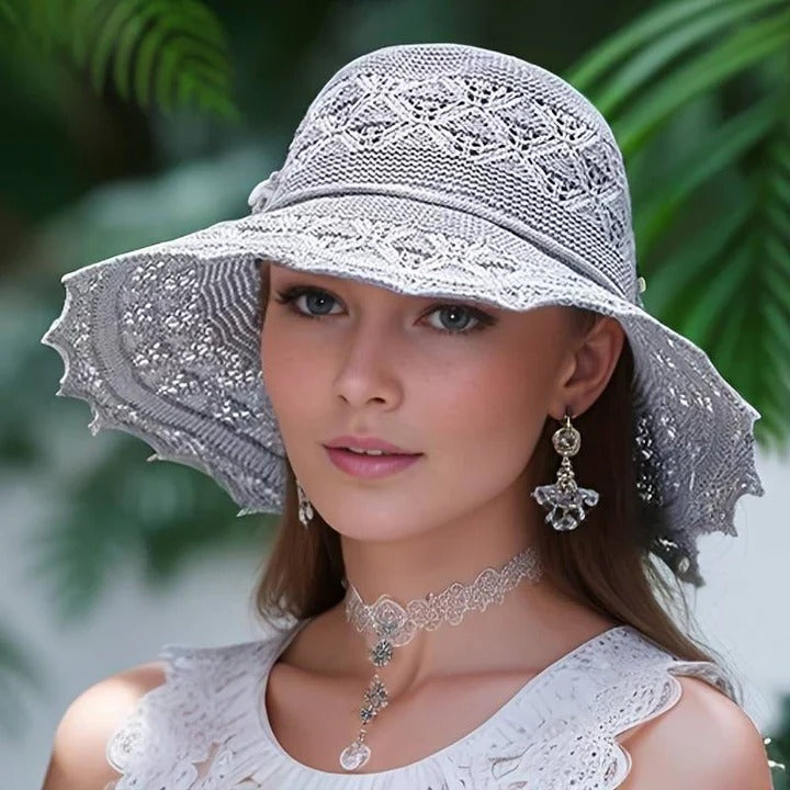 Beige wide-brim foldable sun hat lightweight UV protection versatile outdoor style