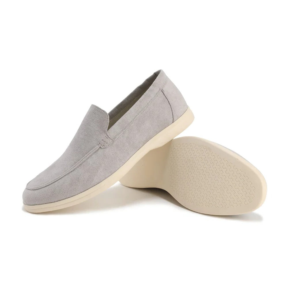 Classic neutral loafers with cushioned insole, sleek professional silhouette for all-day comfort