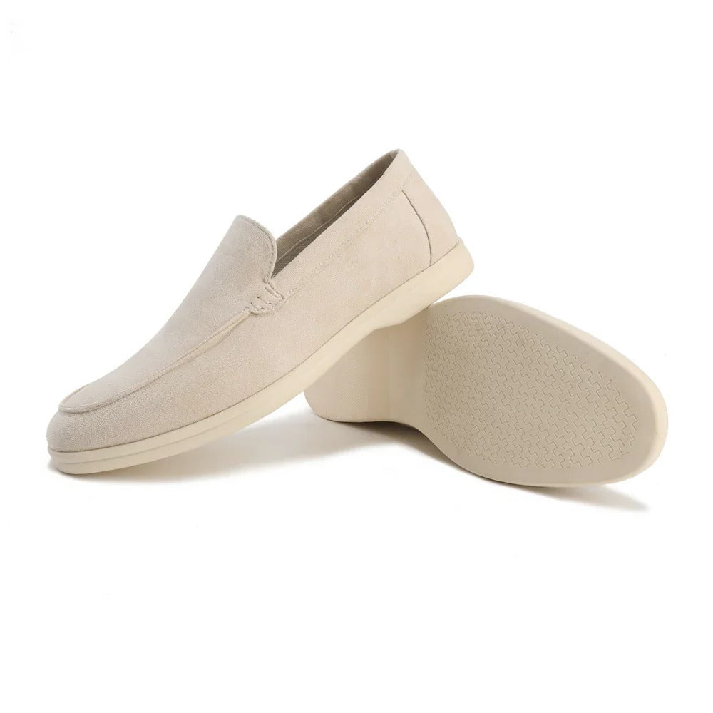 Classic neutral loafers with cushioned insole, refined silhouette for professional versatile wear