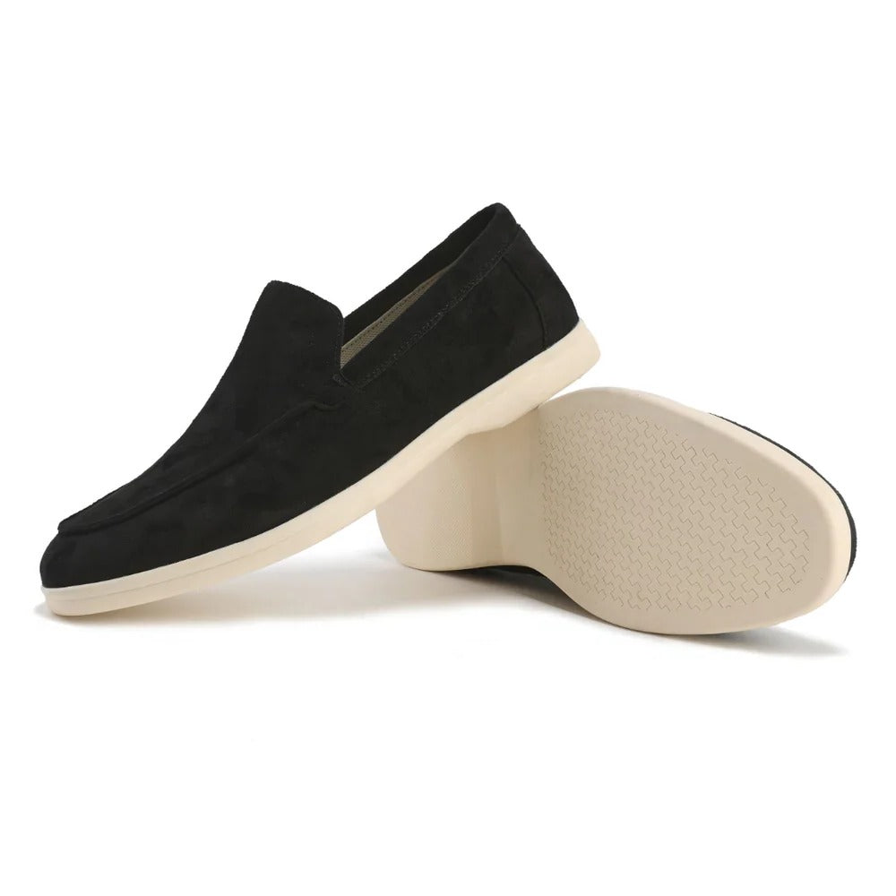 Black classic loafers with cushioned insole, sleek silhouette for professional and casual wear