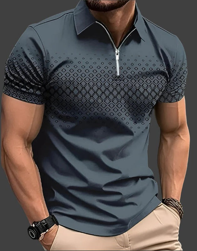 Men's white diamond-check polo shirt lightweight breathable slim fit summer essential