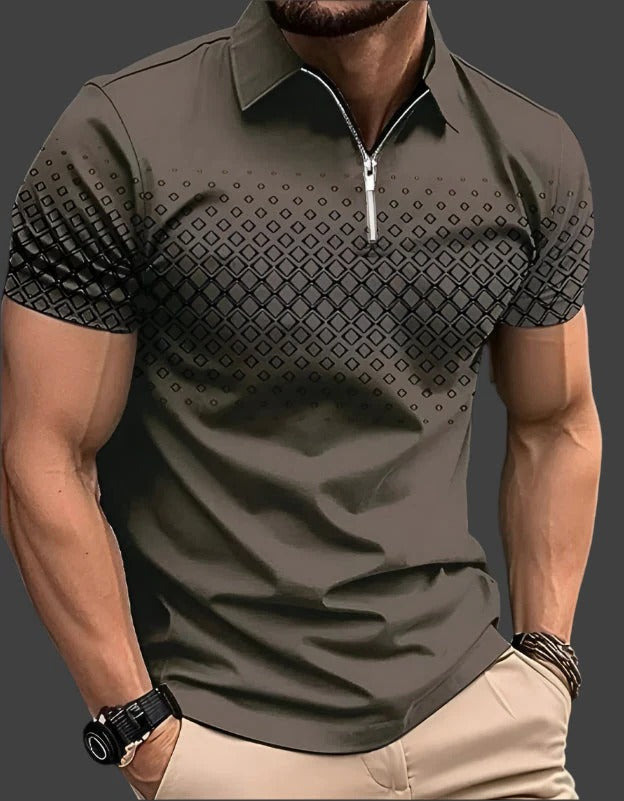 Men's white diamond-check polo shirt lightweight breathable slim fit summer essential