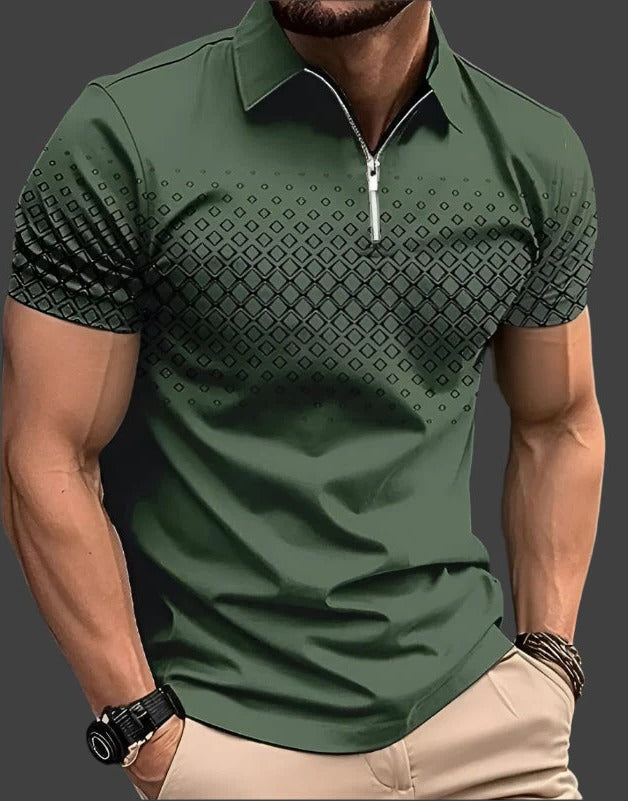 Men's white diamond-check polo shirt lightweight breathable slim fit summer essential
