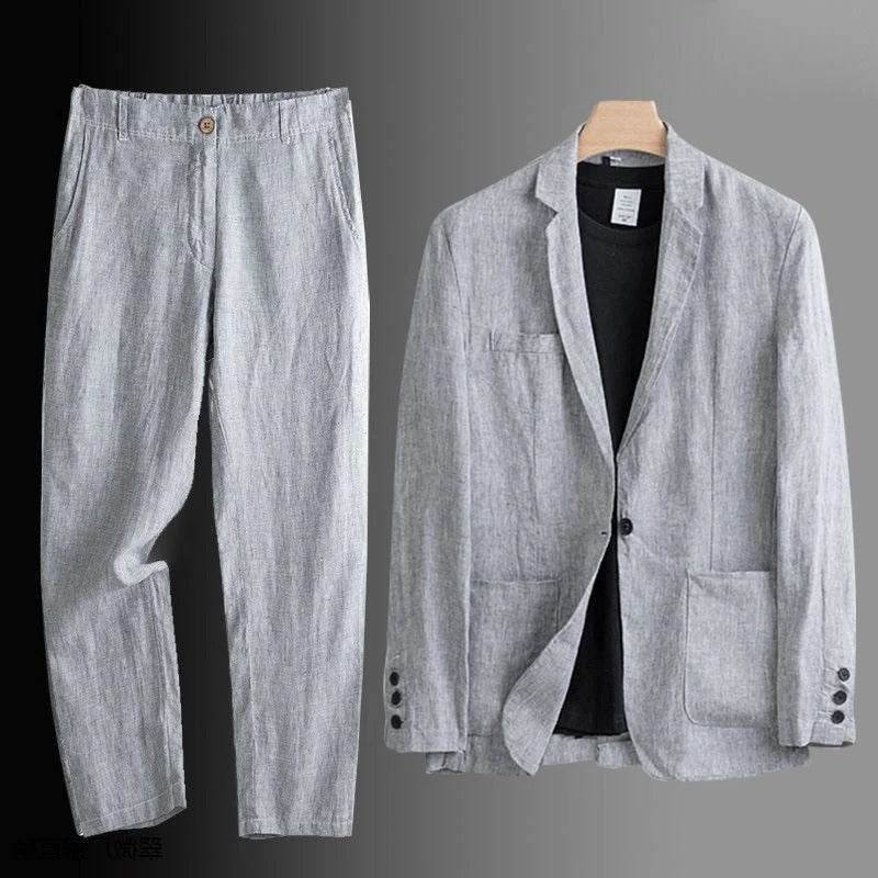 Men's lightweight blazer set relaxed fit two-piece coordinated suit warm weather office casual wear