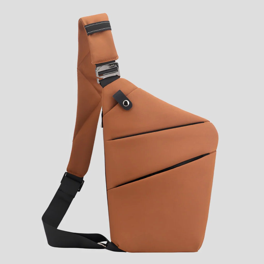 TrendAura waterproof anti-theft shoulder bag in black, sleek commuter style with water-resistant exterior