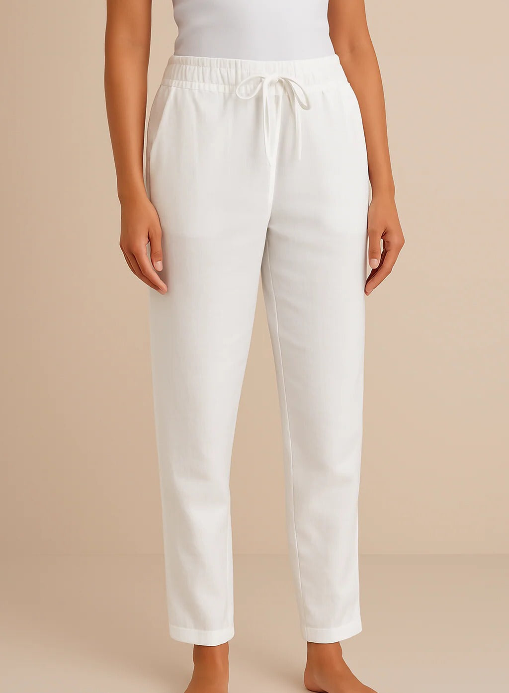 Women's light gray regular-fit trousers lightweight breathable fabric versatile office-to-weekend style