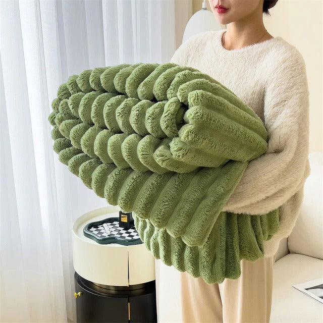 Ultra-soft insulated plush blanket 47x79in for indoor outdoor home patio travel everyday warmth