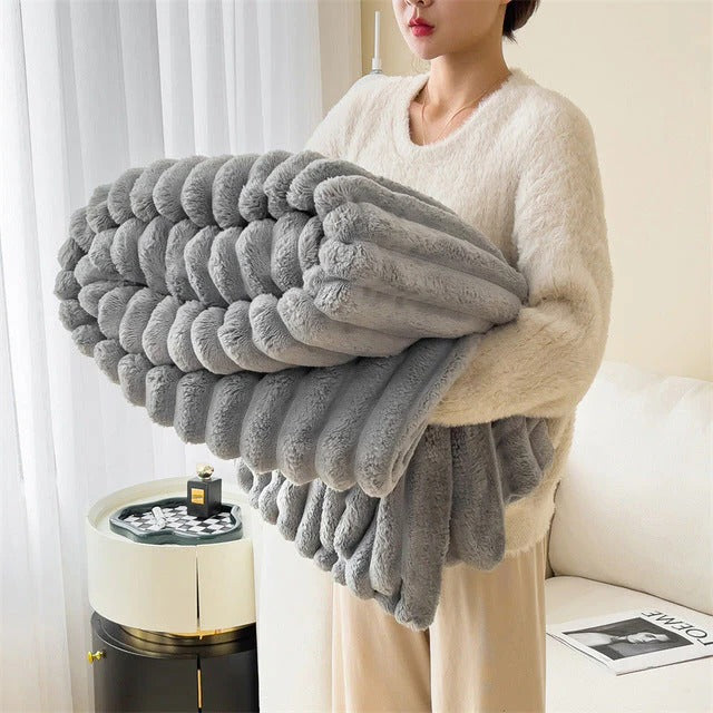 Soft fluffy indoor outdoor blanket ultra-warm plush texture 47x79in for home patio travel