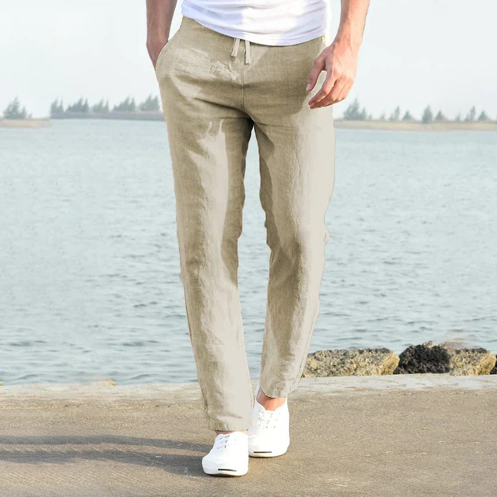 Men's loose fit lightweight summer trousers breathable casual pants for warm weather comfort