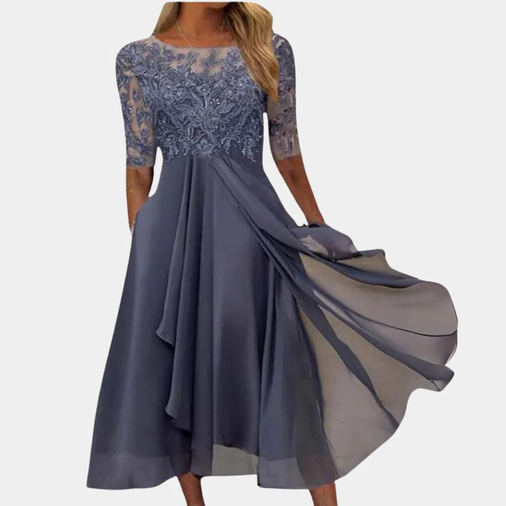 Women's white lace dress lightweight summer style with delicate bodice lace detailing for day to night
