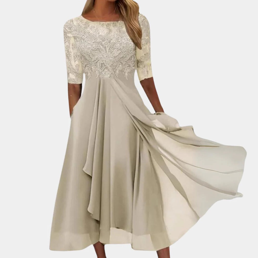 Women's white lace dress summer design with delicate bodice detailing for day-to-night wear
