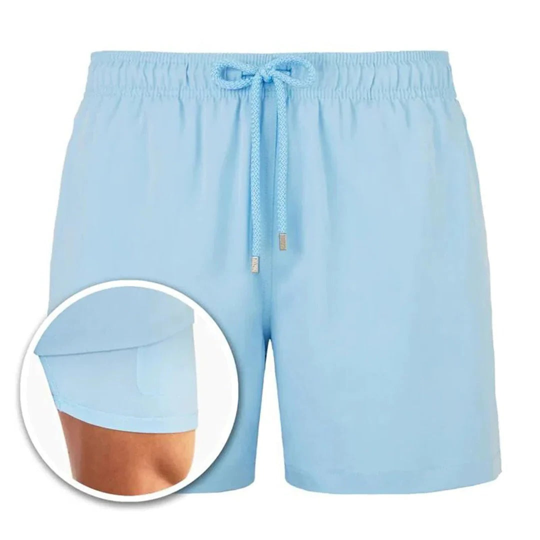 Men's burgundy quick-dry swim shorts modern fit versatile water-to-land performance beachwear