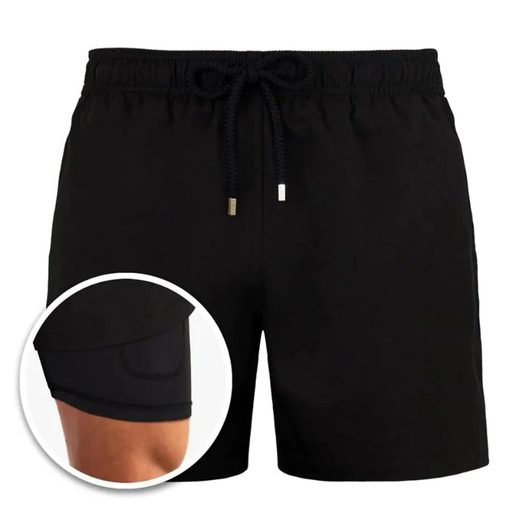 Men's burgundy quick-dry swim shorts modern fit versatile for swimming and beach