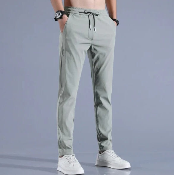 Men's lightweight quick-dry stretch pants, slim active fit with adjustable drawstring waist