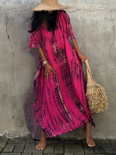 Women's kaftan maxi dress breezy relaxed silhouette breathable beachwear summer essential