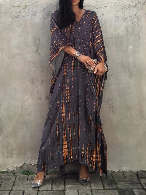 Women's kaftan maxi dress breezy flowy silhouette ideal for beach days and summer casual wear