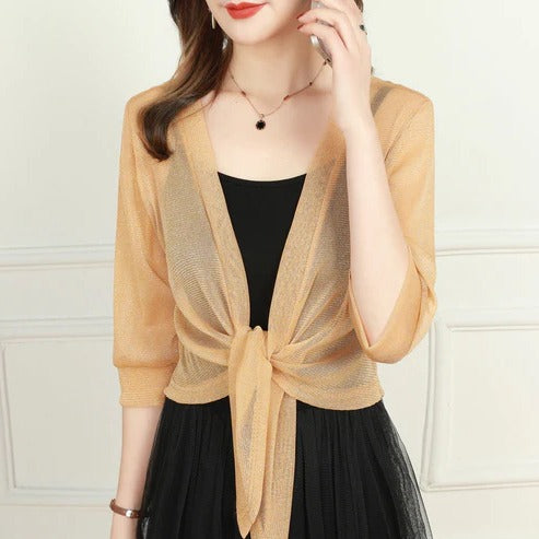 Women's lightweight open-front spring blouse breezy casual top with modern feminine silhouette