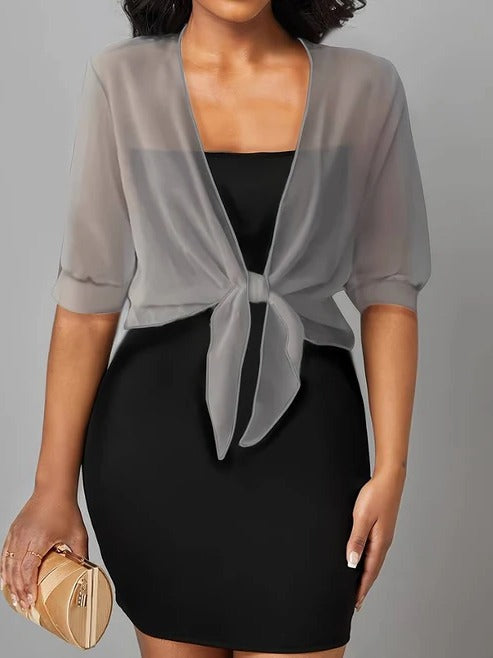 Women's lightweight open-front spring blouse breezy casual everyday top with modern feminine silhouette