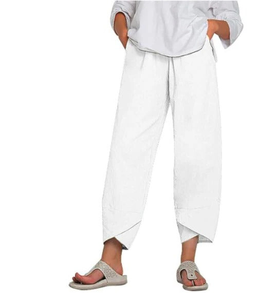 Women's lightweight cropped trousers relaxed fit breathable fabric versatile everyday casual wear