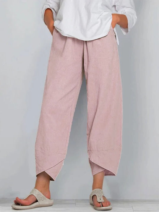 Women's lightweight cropped trousers relaxed fit breathable fabric versatile everyday casual workwear