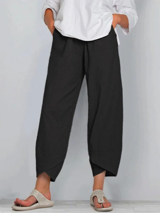Women's light cropped trousers relaxed fit breathable lightweight fabric versatile everyday wear