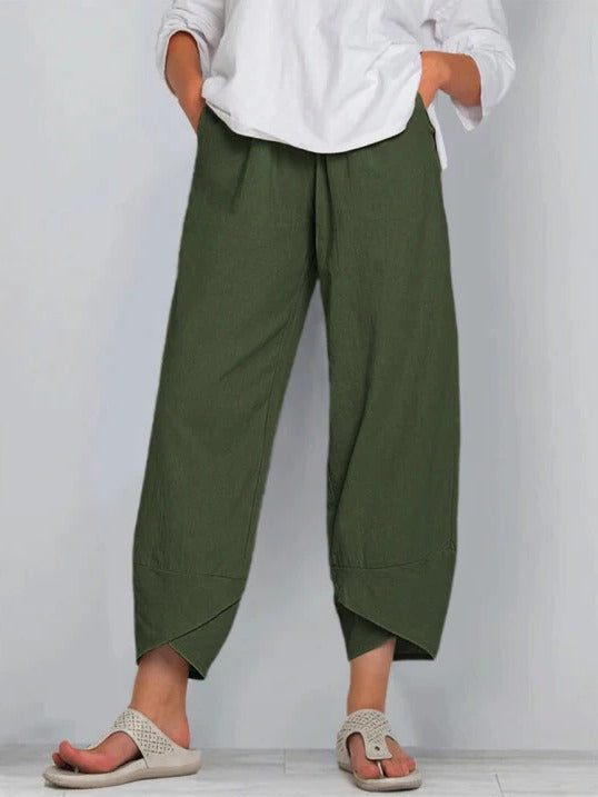 Women's lightweight cropped trousers relaxed fit breathable everyday casual versatile comfort wear
