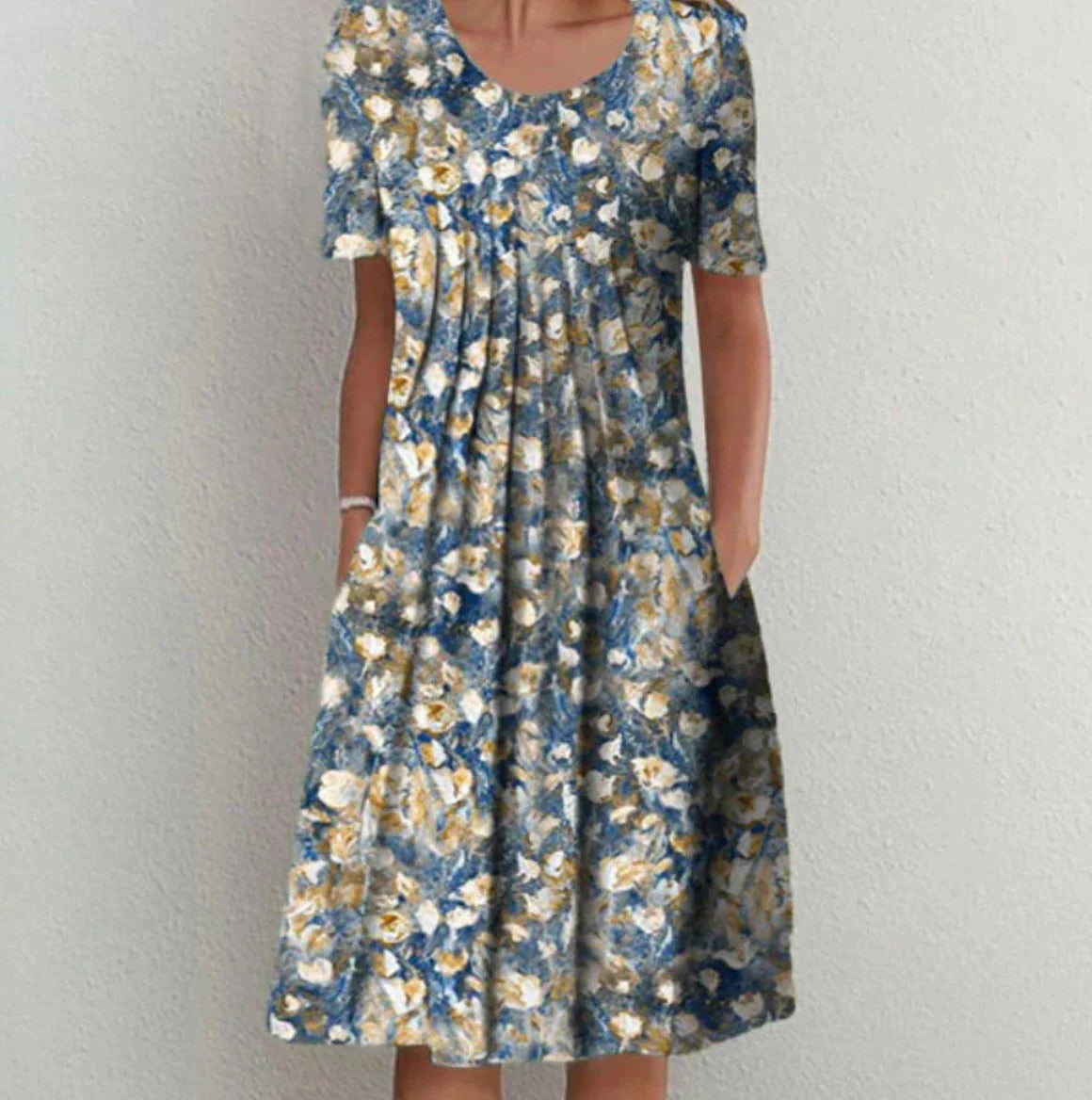 Women's lightweight floral printed summer dress bold multi-color garden print chic everyday comfort