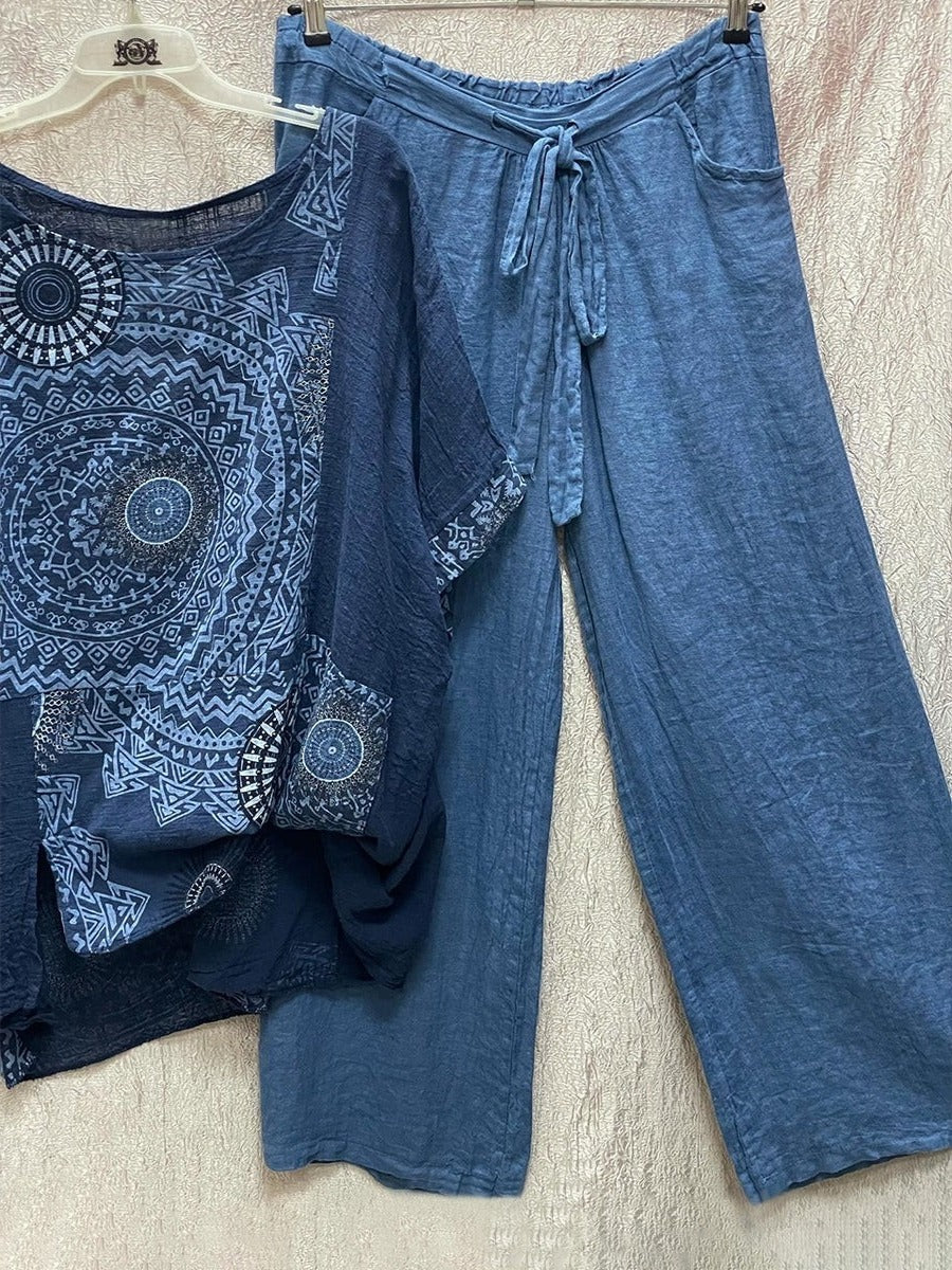 Zahara | Women's Mandala Print Top & Wide Leg Pants Co-Ord Set