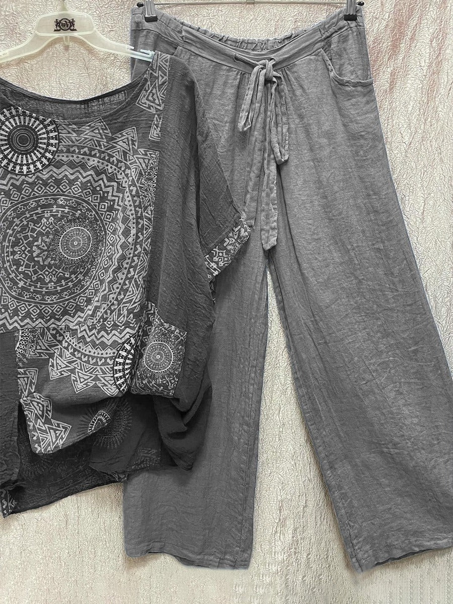 Zahara | Women's Mandala Print Top & Wide Leg Pants Co-Ord Set
