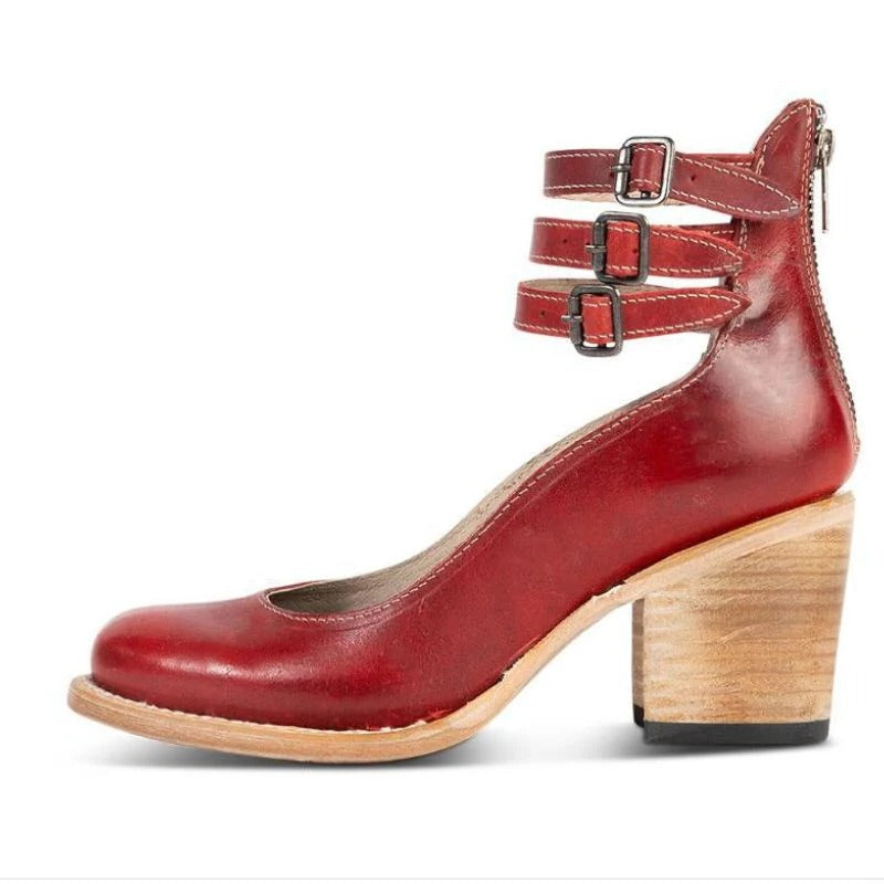 Women black block heel ankle boots closed toe chic silhouette with back zipper closure