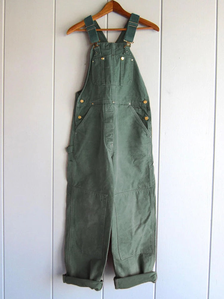 Women's utility bib overalls with adjustable straps, durable workwear style for gardening and everyday tasks