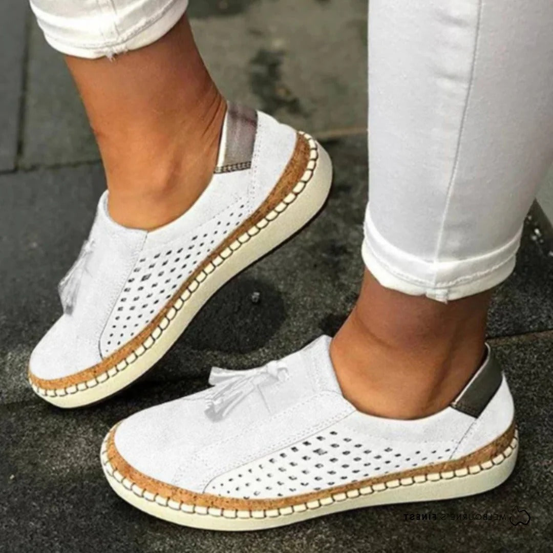 Women's casual slip-on shoes lightweight breathable perforated upper streamlined silhouette for work